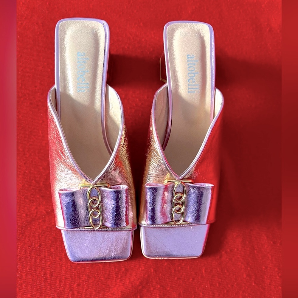 Metallic Pink Mules size 9